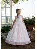 Ivory Lace Pink Tulle New Fashion Flower Girl Dress